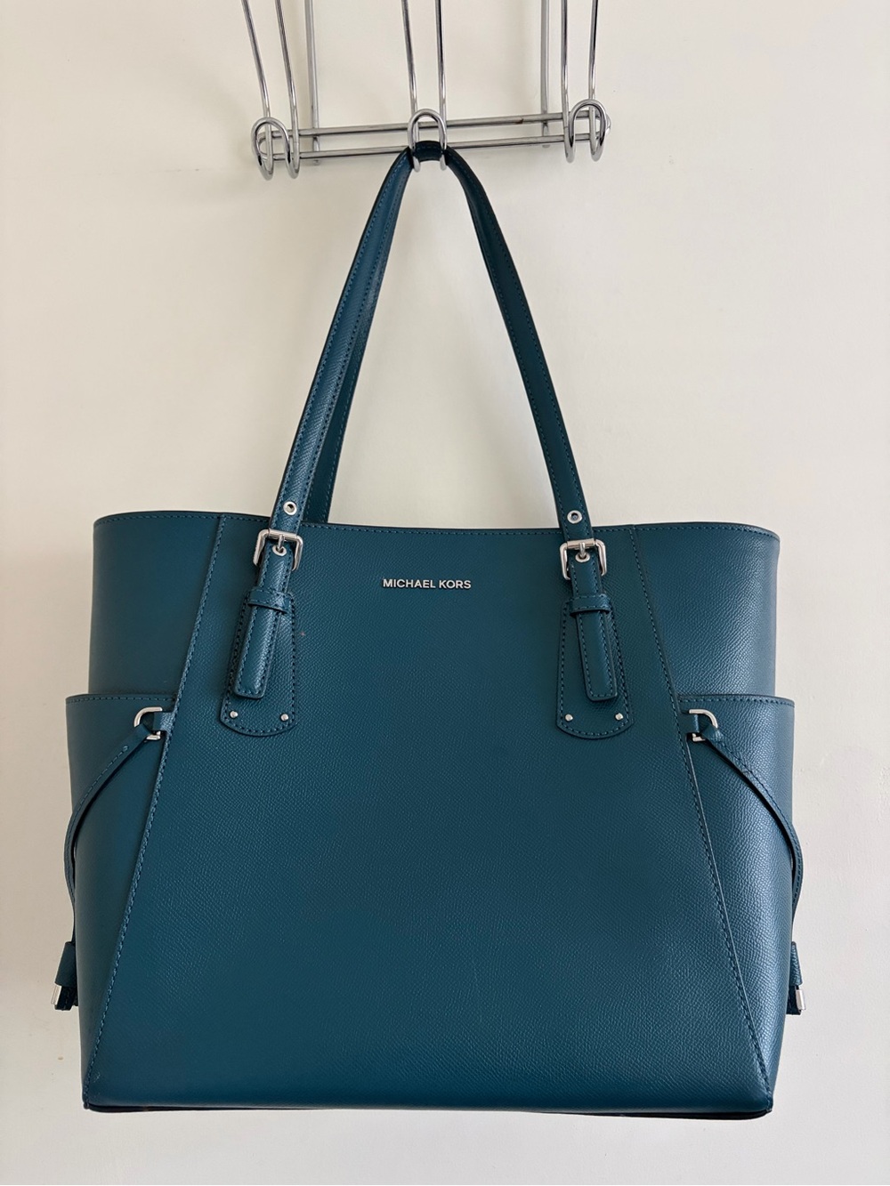 Michael Kors Teal Structured Leather Tote